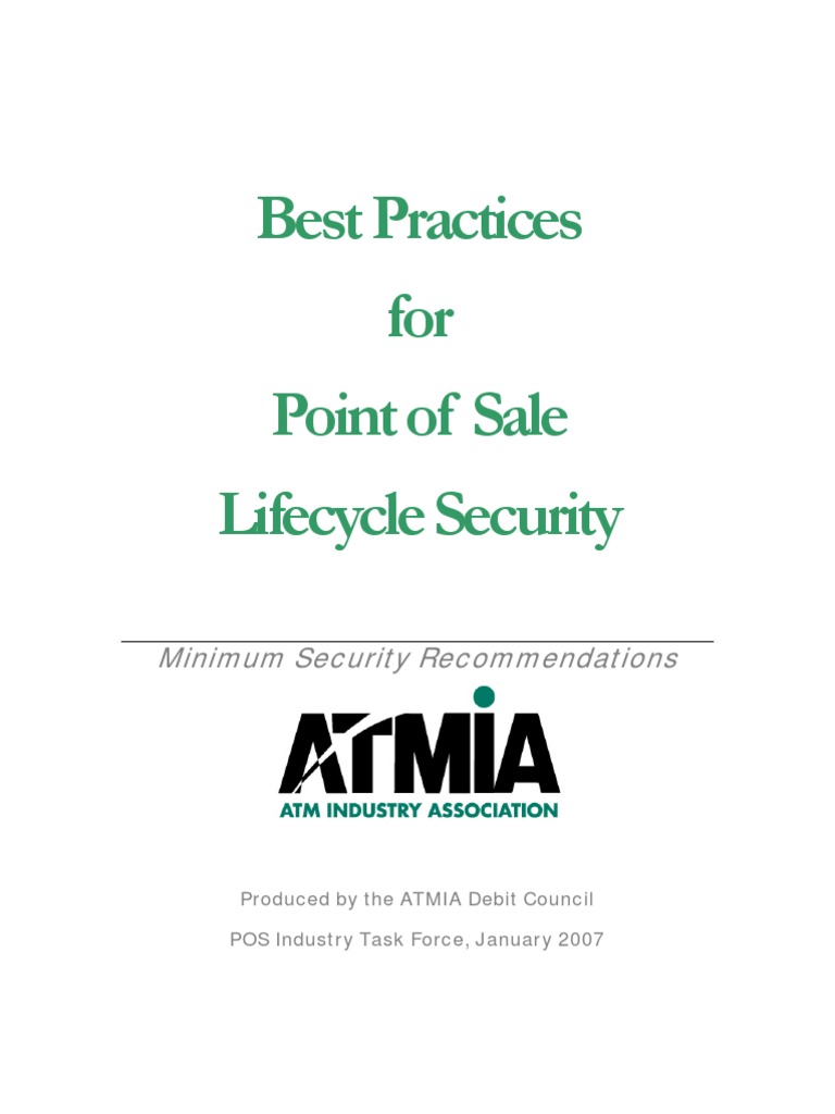 Best Practices For Point of Sale Security Published Version 1 PDF