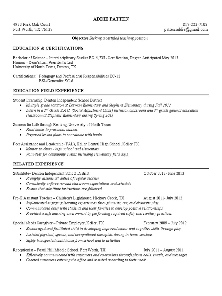 Resume Addie Patten | PDF | Wellness