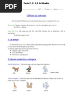 Ficha Informativa classificação animais 5º ano