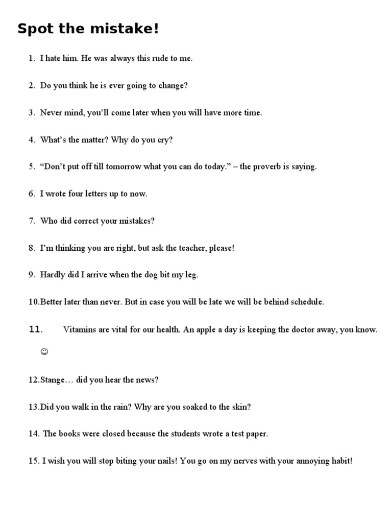 Spot The Mistake | PDF | Wellness