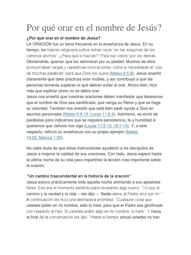 Importancia de orar en el nombre de Jesús | PDF | Religión y espiritualidad
