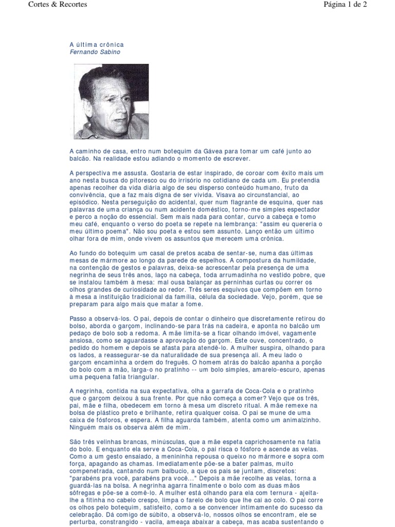 Última Crônica - Fernando Sabino-1 | PDF