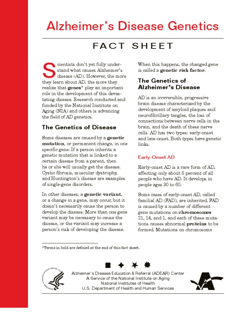 Genetic Mutation May Cause Early Onset >> Alzheimer S Disease Genetics Fact Sheet Apolipoprotein E Gene Genetic Mutation May Cause Early Onset >> Alzheimer S Disease Genetics Fact Sheet Apolipoprotein E Gene