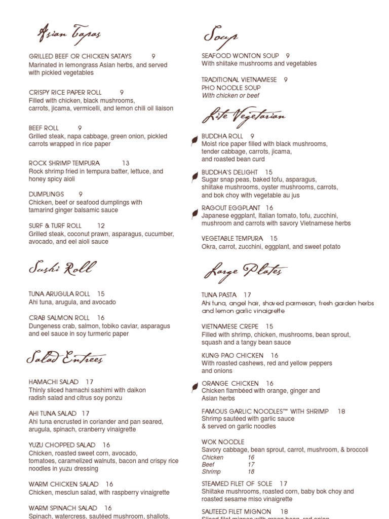 Crustacean Lunch Menu | PDF | Salad | Cuisine
