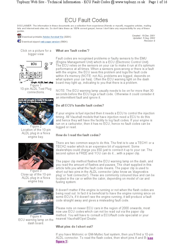 Astra Fault Codes PDF
