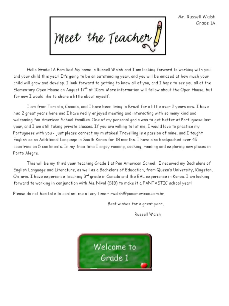 Beginning of The Year Letter Russell | PDF | Portuguese Language | Schools