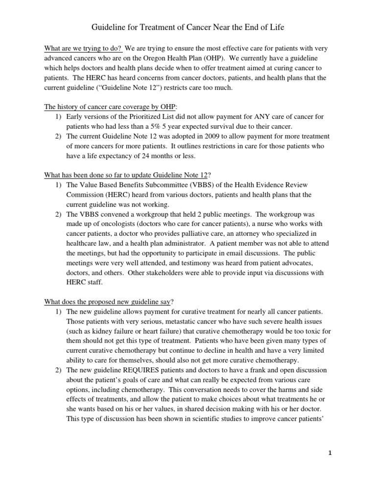 Guideline For Treatment of Cancer Near The End of Life | PDF ...