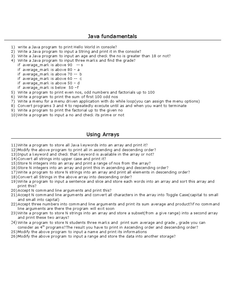 Java Basic Questions | PDF | Method (Computer Programming) | Computer File