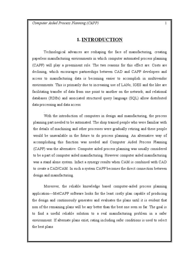 Overview of Computer Aided Process Planning | PDF | Computer Aided ...