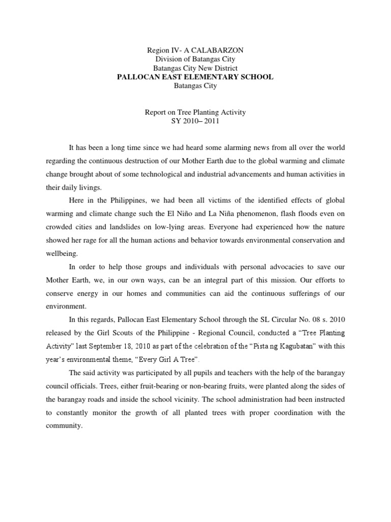 Report On Tree Planting Activity Pdf