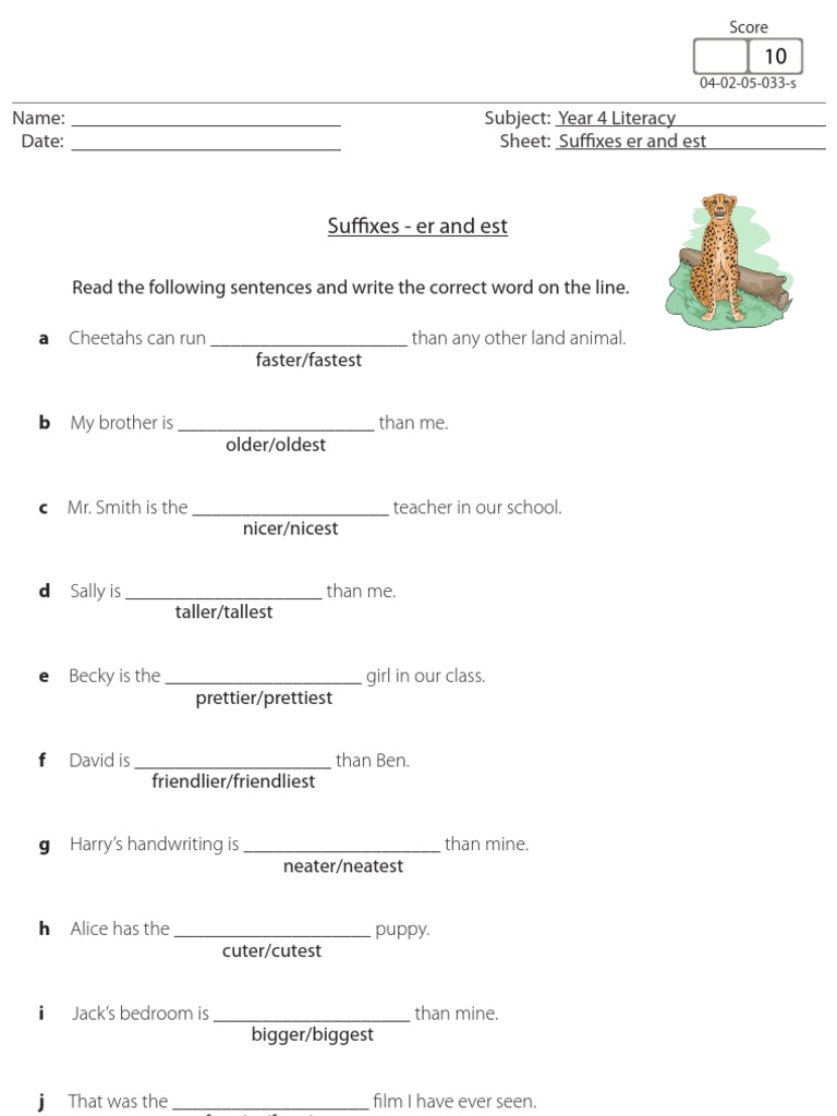 worksheet Er Est Worksheets suffixes er and est grammar worksheet for primaryelementary children
