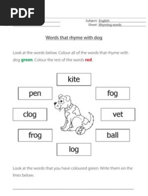 Words That Rhyme With Dog - English Worksheet For Primary 