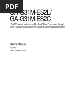 Motherboard Manual Ga G31m Es2l Es2c E Bios Usb