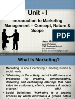 Unit - I: Introduction To Marketing Management - Concept, Nature & Scope