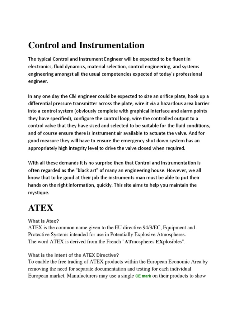 Control and Instrumentation | PDF
