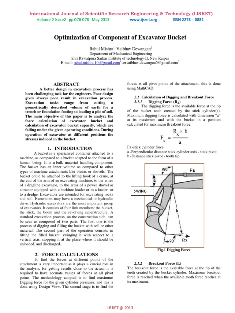 Optimization of Component of Excavator Bucket | Download Free PDF ...