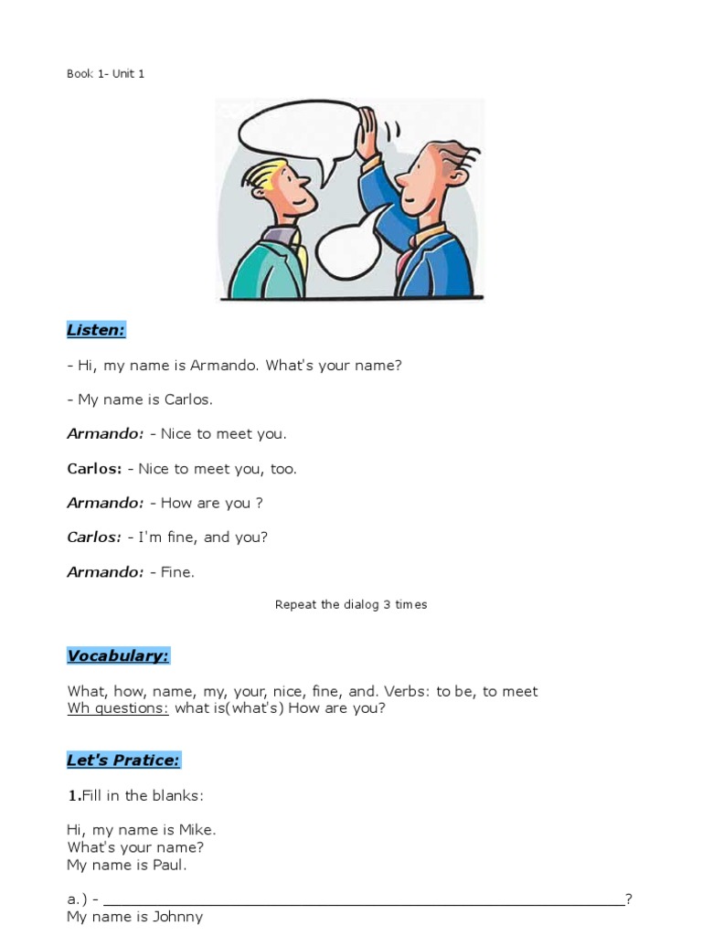 Basic English Conversation Practice | PDF | Language Arts & Discipline ...