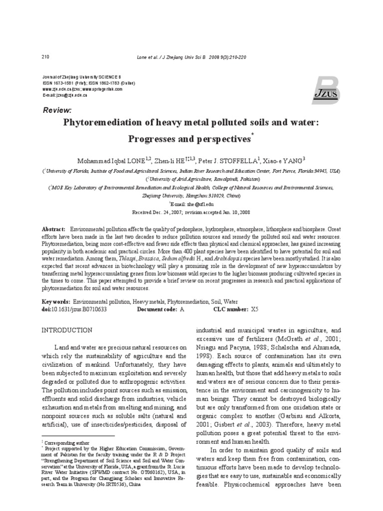 Phytoremediation of Heavy Metal Pollution | PDF | Soil ...