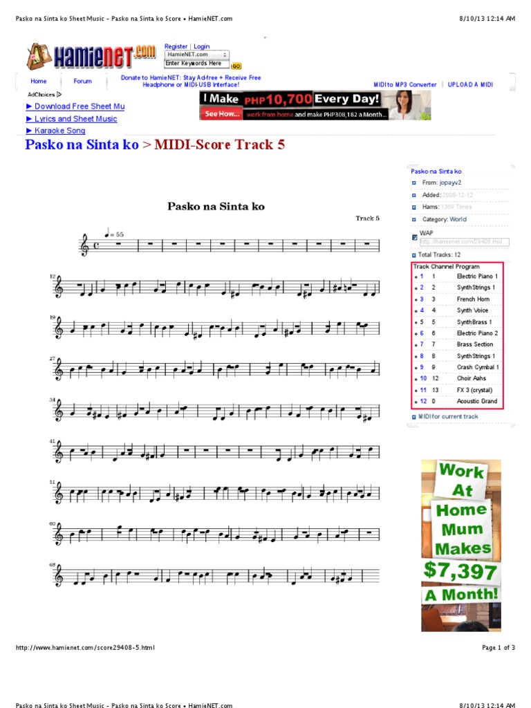 Pasko Na Sinta Ko Sheet Music | PDF | Sheet Music | Entertainment (General)
