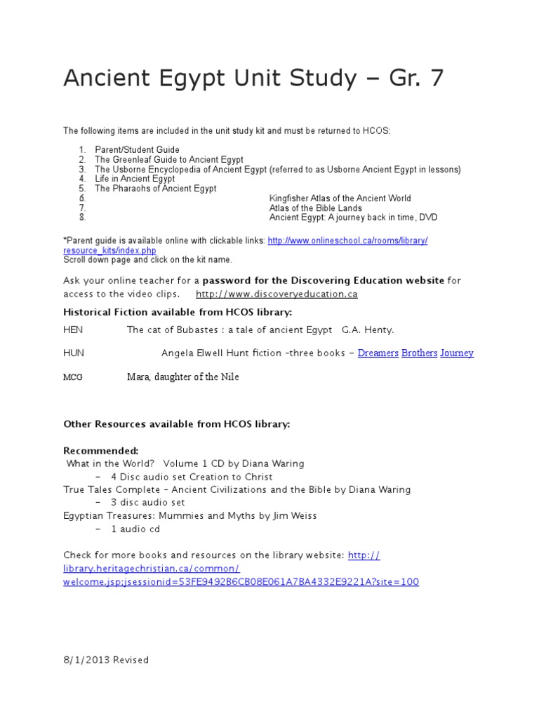 Ancient Egypt Unit Study Guide | PDF | Ancient Egypt | Hierarchy
