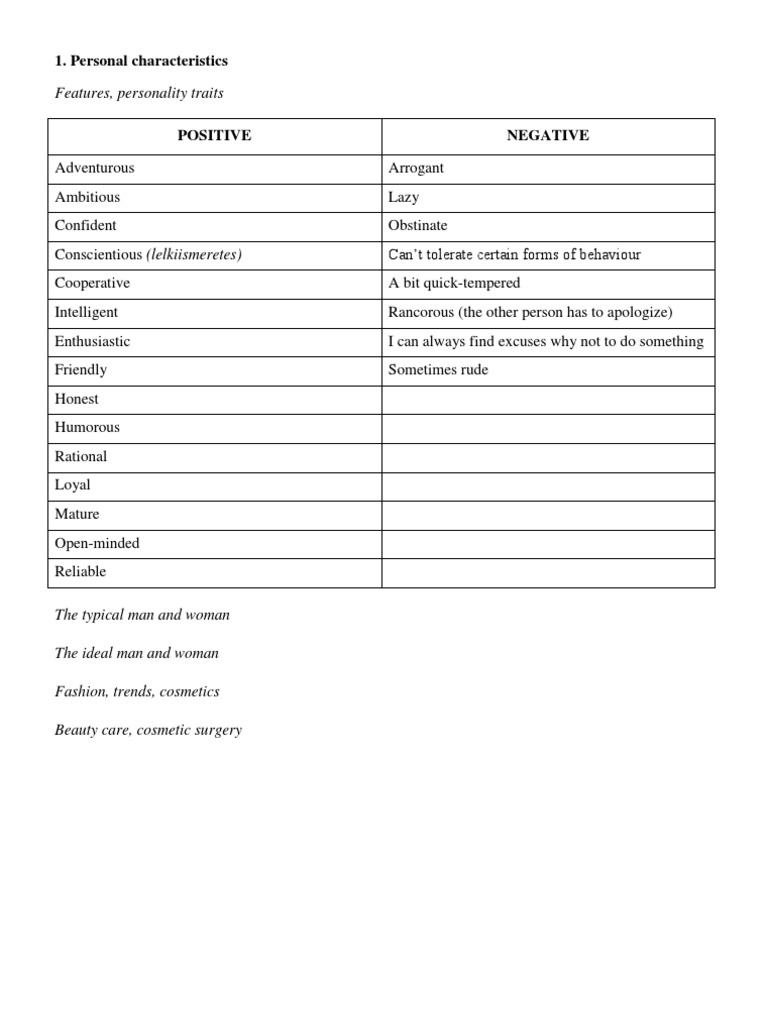 Personality Traits Overview | PDF | Career & Growth