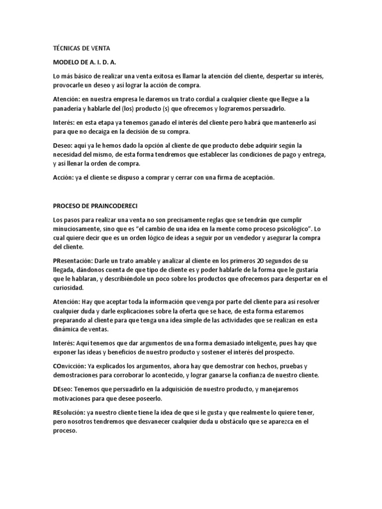 Irma Unidad 3 Tecnicas de Venta | PDF