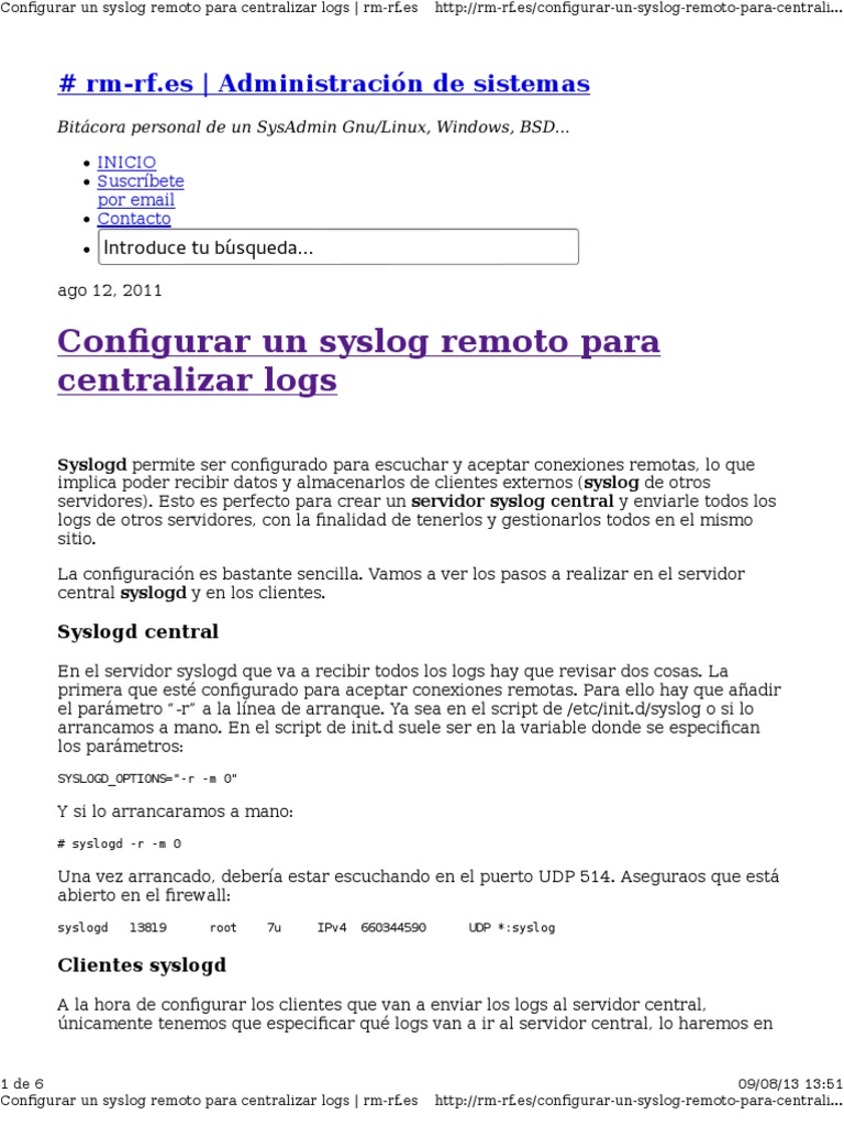 Centraliza Logs con Syslog Remoto | PDF | Servidor HTTP Apache ...