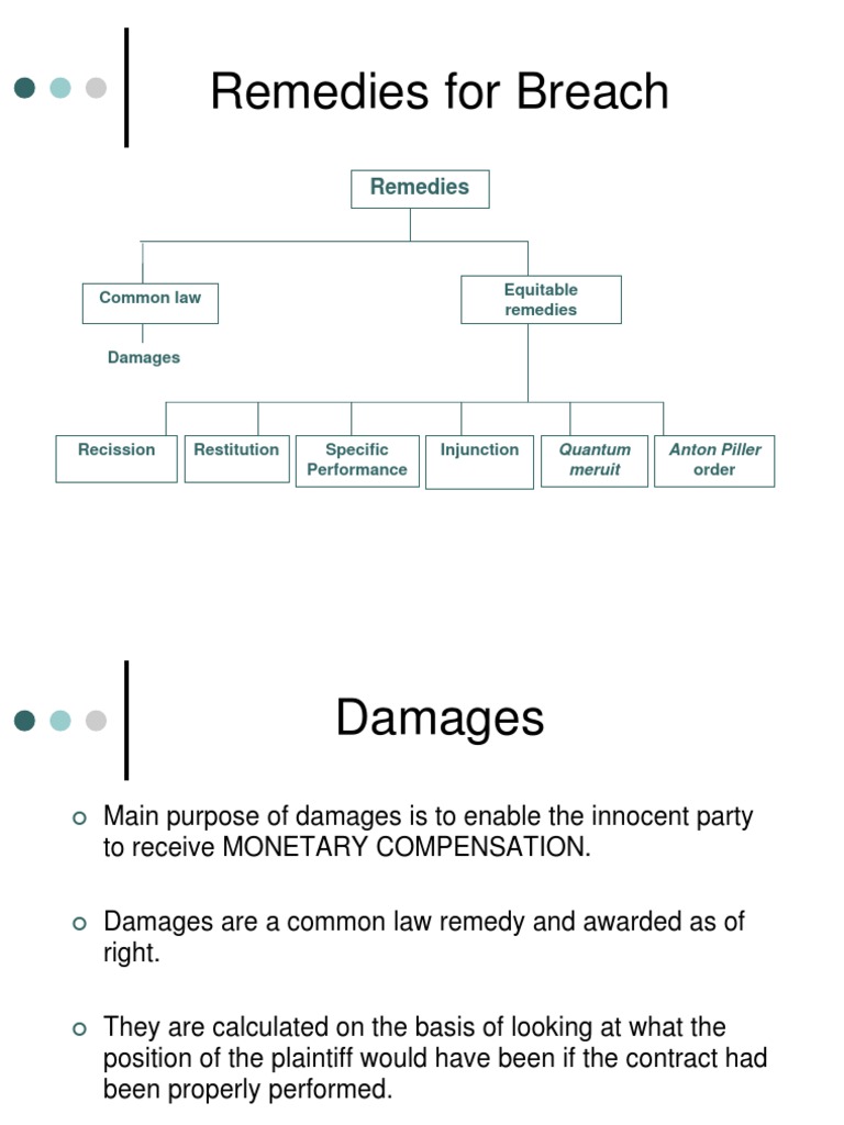 Remedies For Breach Pdf Damages Restitution