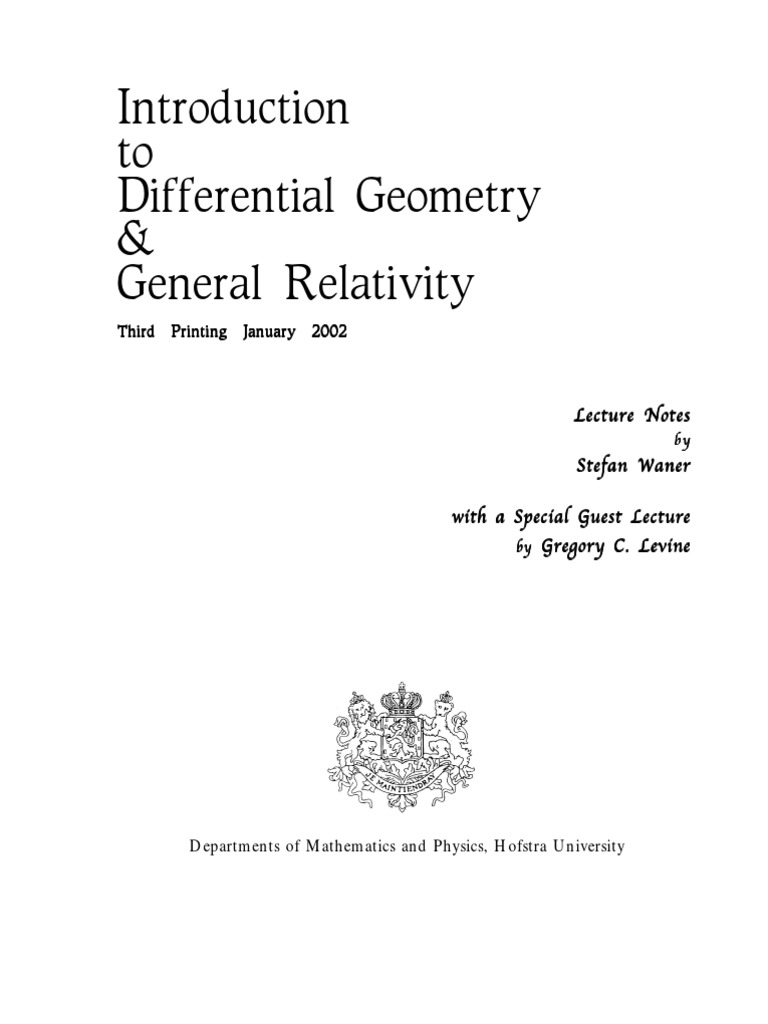 Physics - Introduction To Differential Geometry and General Relativity ...