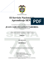 El Servicio Nacional de Aprendizaje SENA: Juan Carlos Gañan Taborda