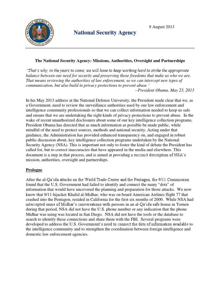 NSA Missions and Authorities Overview | PDF | Foreign Intelligence ...