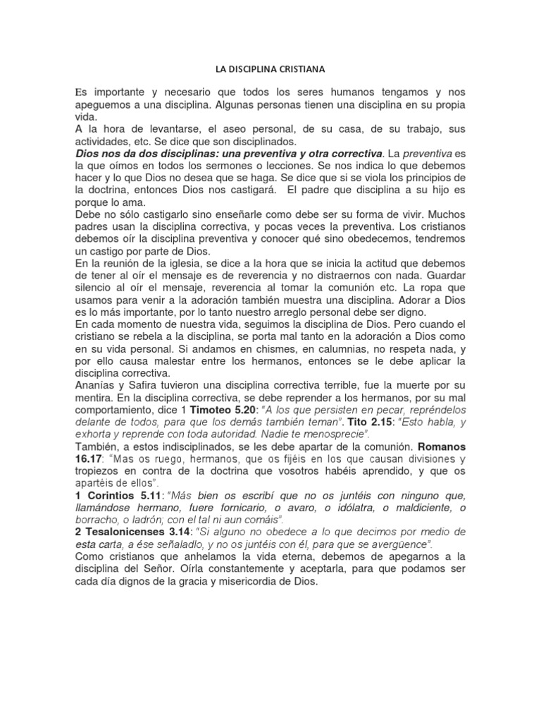La Disciplina en la Vida Cristiana | PDF | Relaciones personales ...