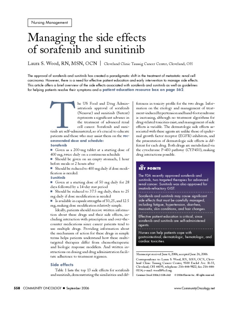 Managing The Side Effects of Sorafenib and Sunitinib4393 | PDF ...