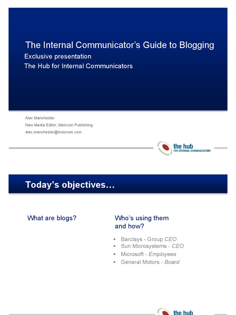 The Internal Communicator Guides To Blogging | PDF | Blog | Intel