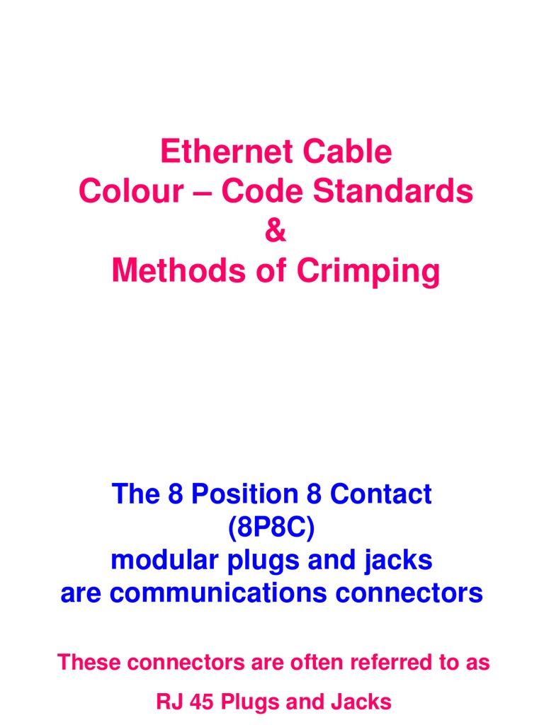RJ45 Cable Colour Codes & Crimping Methods PDF
