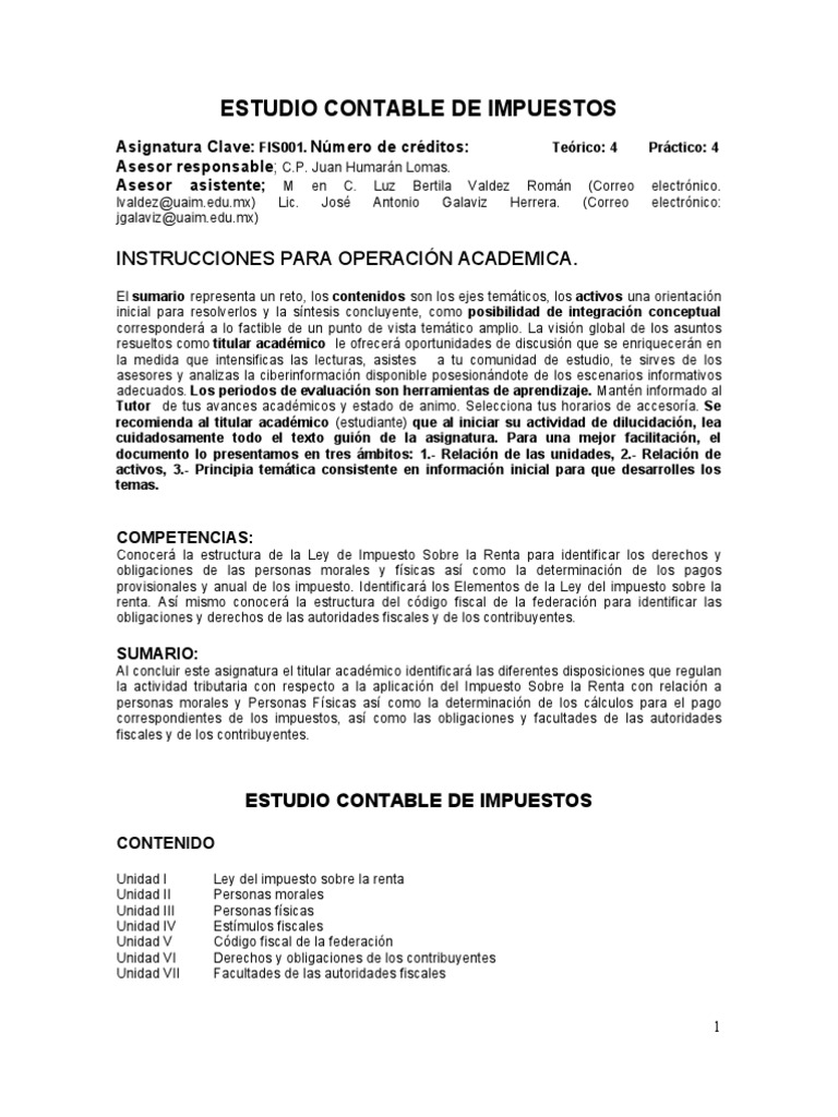 Estudio Contable de Impuestos | PDF | Impuesto sobre la renta ...