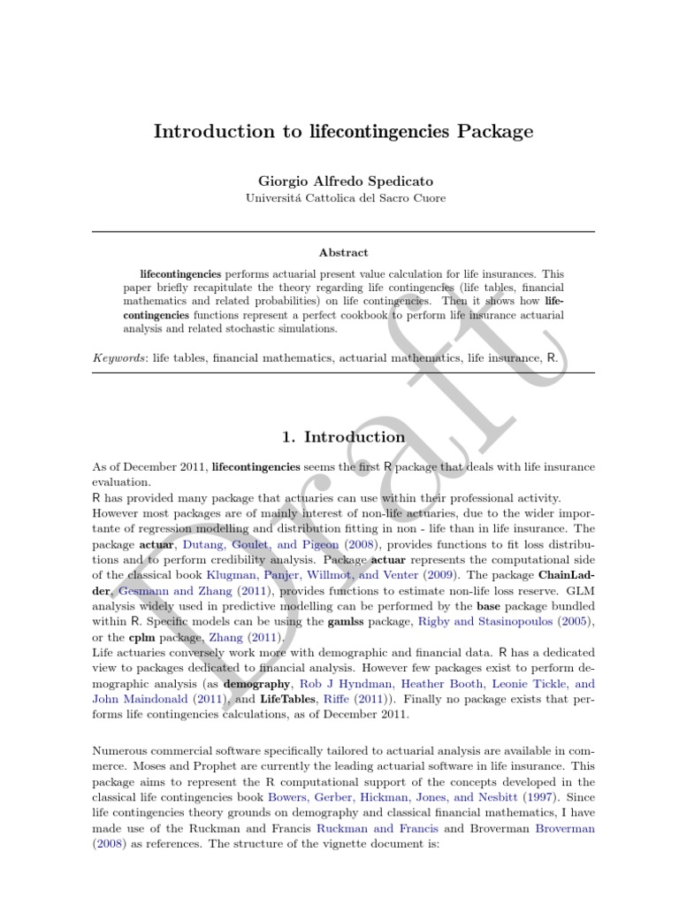 Life Contingencies R Package Overview | PDF | Present Value | Interest