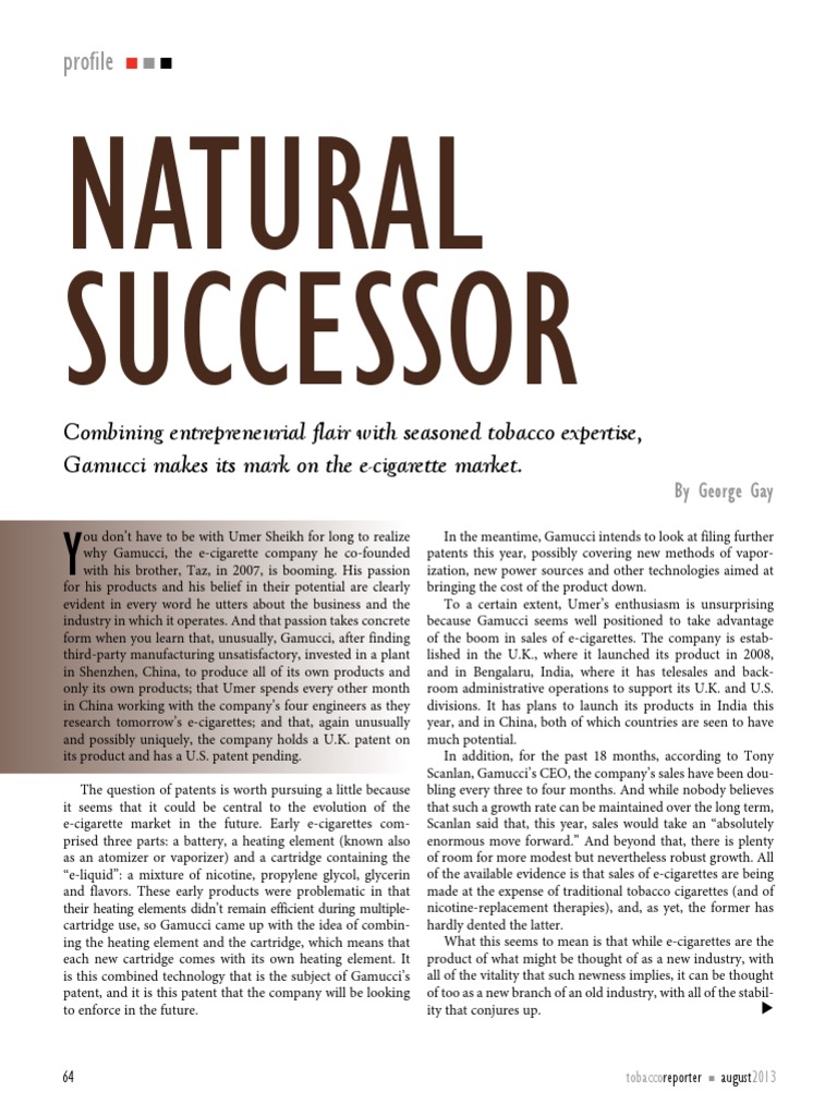 Natural Successor - Gamucci | PDF | Electronic Cigarette | Cigarette