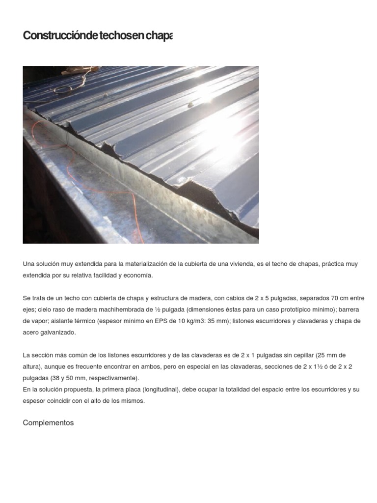 Guía para techos de chapa: construcción y pendientes | PDF | Aluminio ...