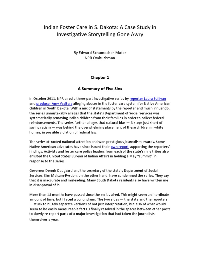 Full NPR Ombudsman Report South Dakota Foster Care Investigative