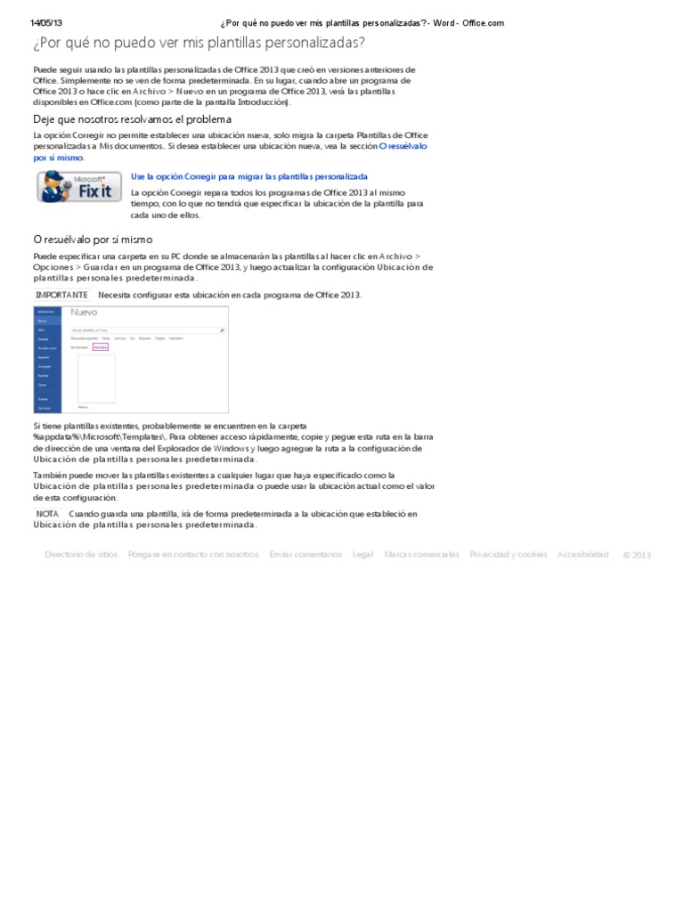Por Qué No Puedo Ver Mis Plantillas Personalizadas - Word - Office | PDF