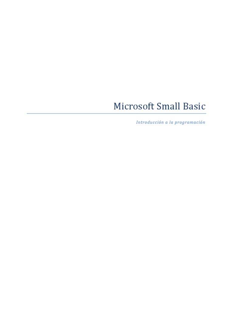Introducción a Microsoft Small Basic | PDF | Básico | Programación de ...