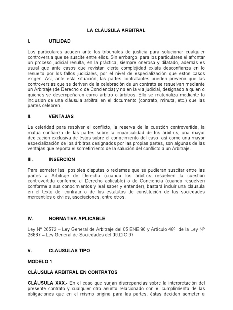 LA CLÁUSULA ARBITRAL | Arbitraje | Gobierno