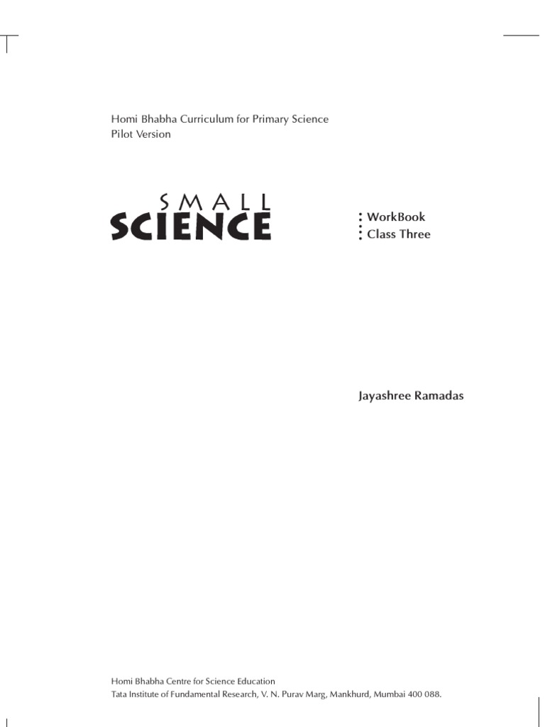 Small Science Class 3 Work Book | PDF | Career & Growth