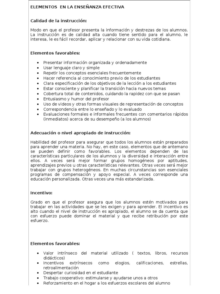 Elementos de la Enseñanza Efectiva | PDF | Crecimiento personal y ...