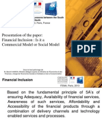 Presentation of The Paper: Financial Inclusion: Is It A Commercial Model or Social Model