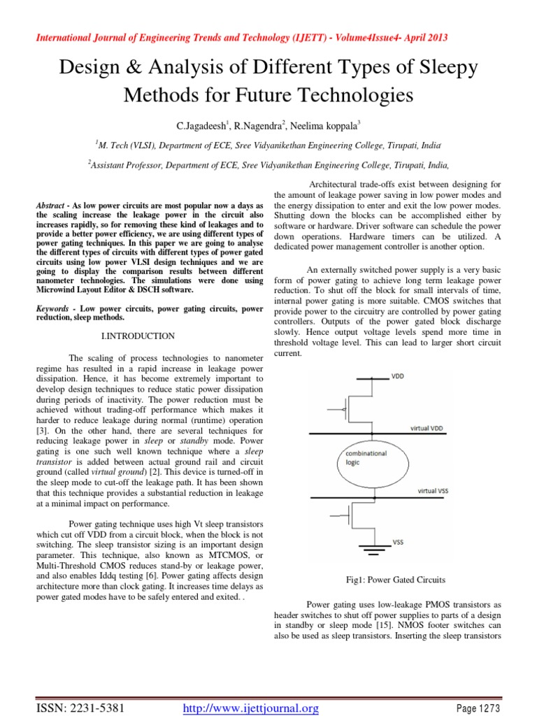 Sleep Methods for Low Power VLSI Design | PDF | Electronic Design ...