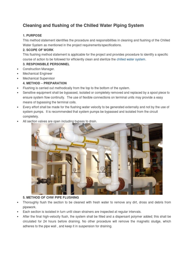 Cleaning and Flushing of The Chilled Water Piping System PDF Water