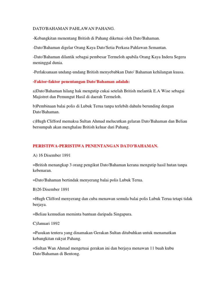 DATO Bahaman | PDF