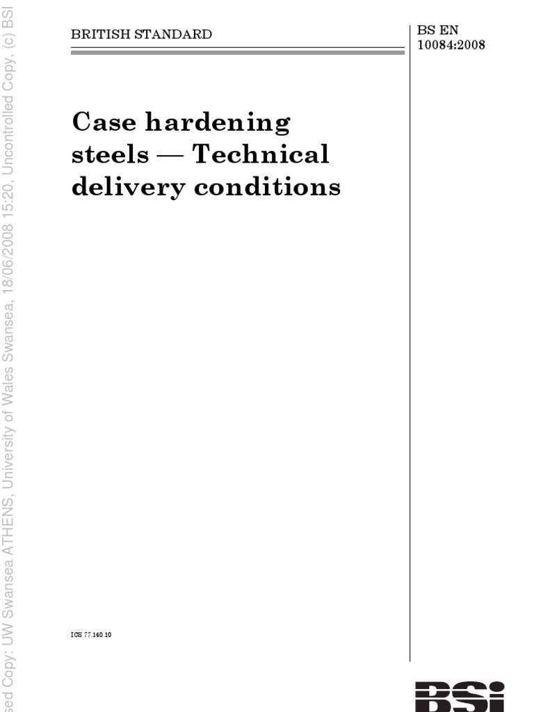 Case Hardening Steels Technical Delivery Conditions British Standard